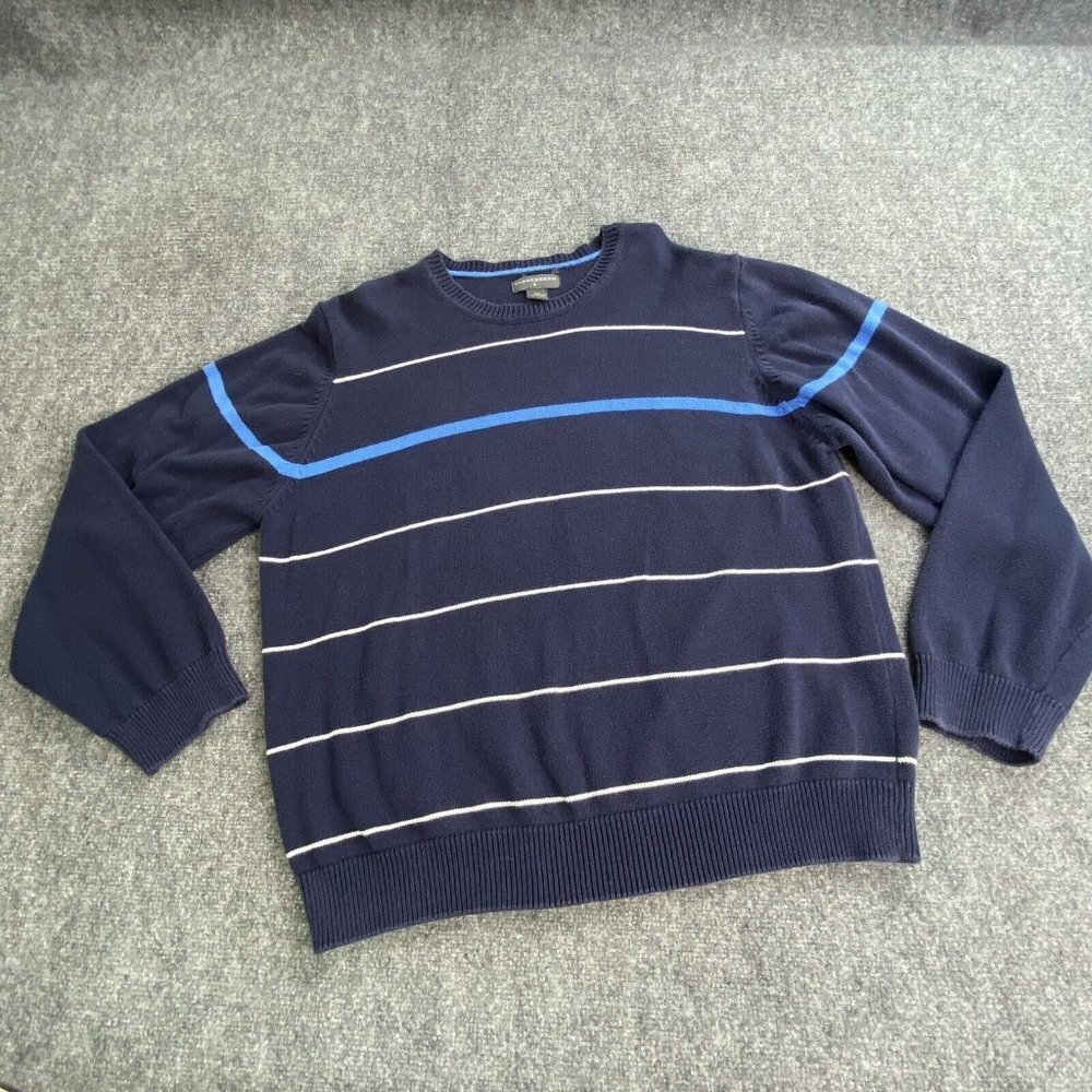 Saddlebred Sweater Men‎ XXL Navy Striped Casual Preppy Academia Streetwear Retro